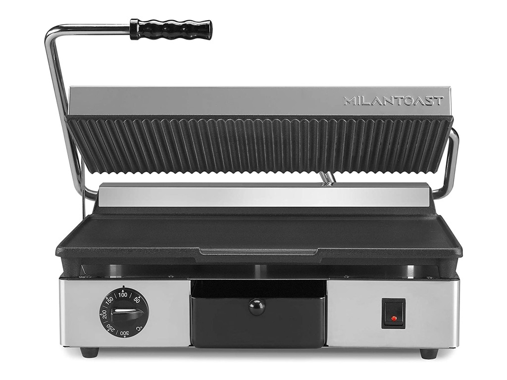 Milan Toast Contactgrill Gietijzer middel, glad-geribd