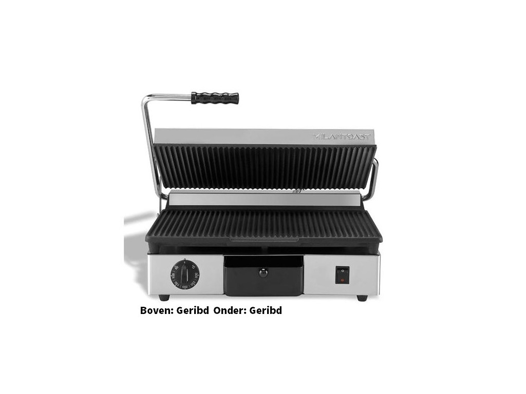 Milan Toast Contactgrill Gietijzer middel, geribd-geribd